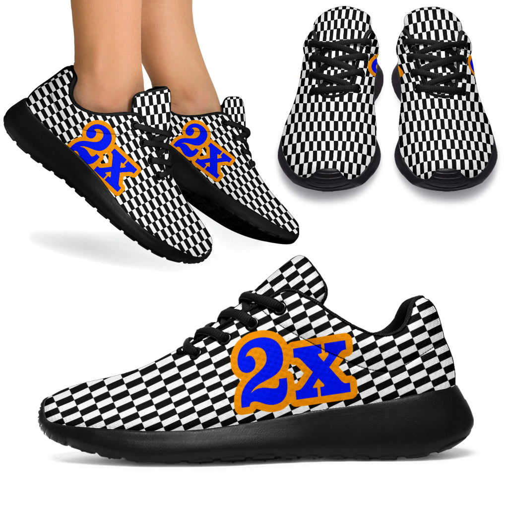 Racing Sneakers Checkered Flag Number 2x Blue