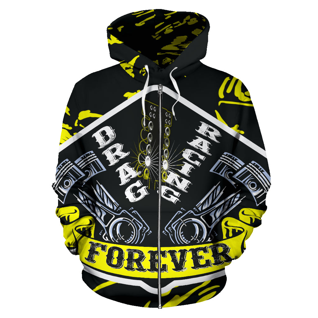 Drag Racing AOP Zip Up Hoodie