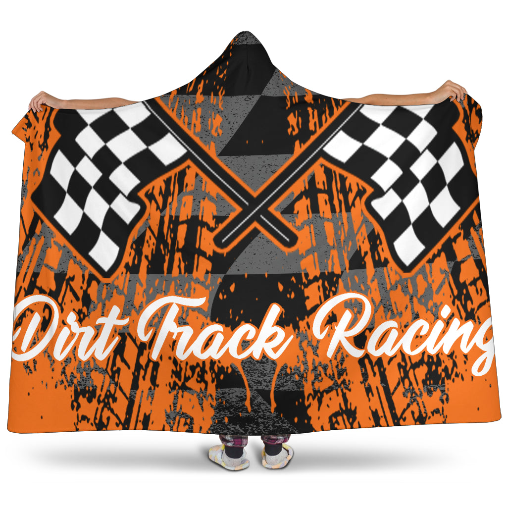 Dirt Racing Hooded Blanket Orange