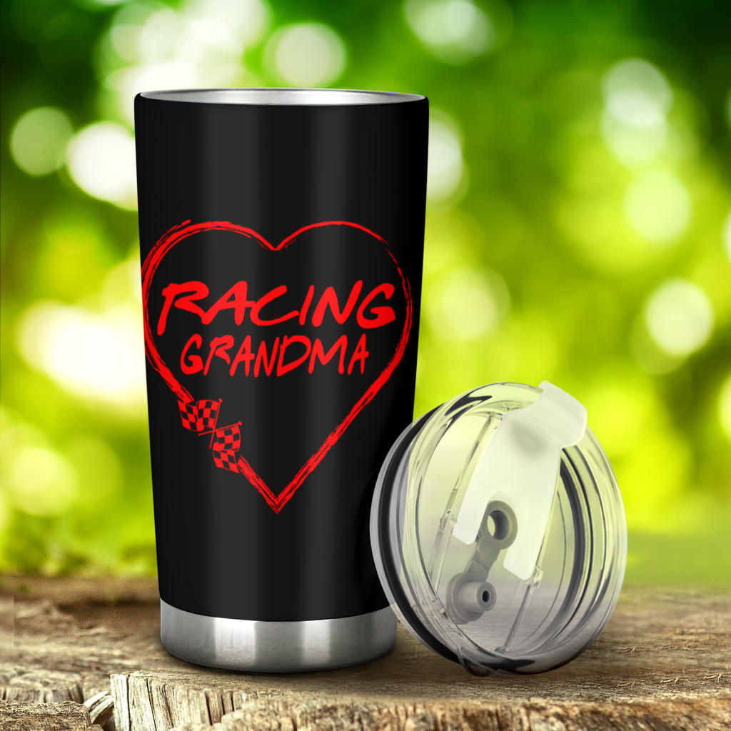 Racing Grandma Heart Tumbler