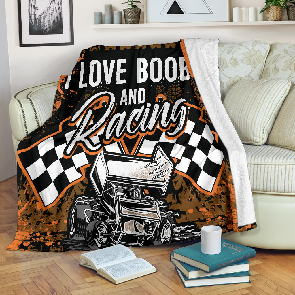 I Love Boobs And Sprint Car Racing Blanket