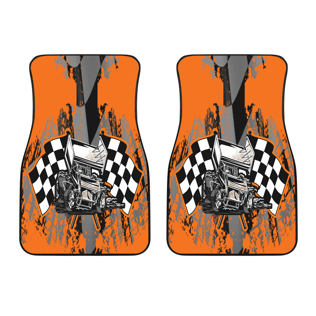 2 Front Orange Sprint Car Racing Car Mats