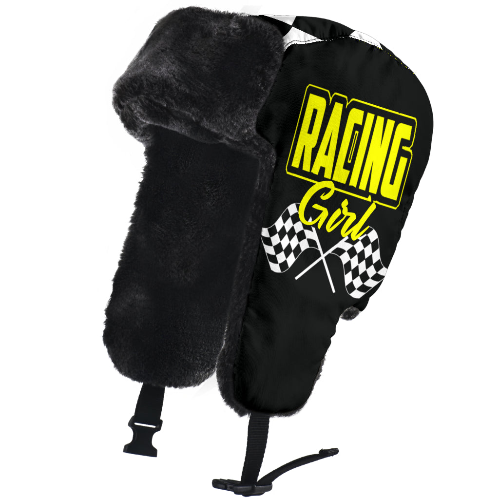 Racing Girl Checkered Trapper Hat