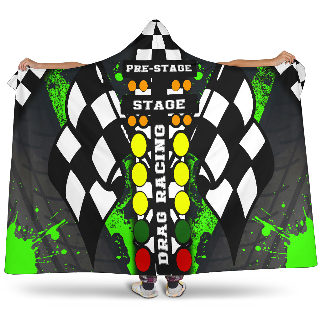 Drag Racing Pistachio Hooded Blanket