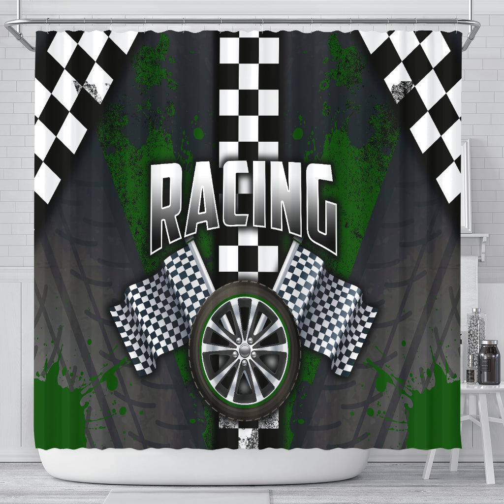 Racing Shower Curtain Green