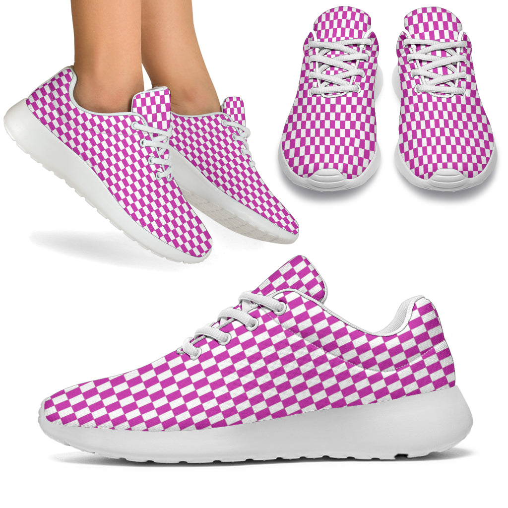 Racing Pink Checkered Flag Sneakers White