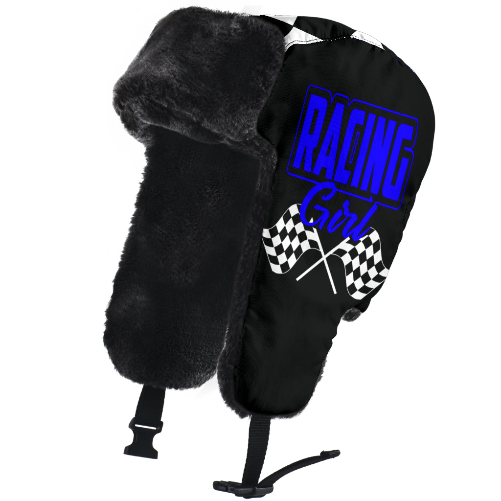 Racing Girl Checkered Trapper Hat 