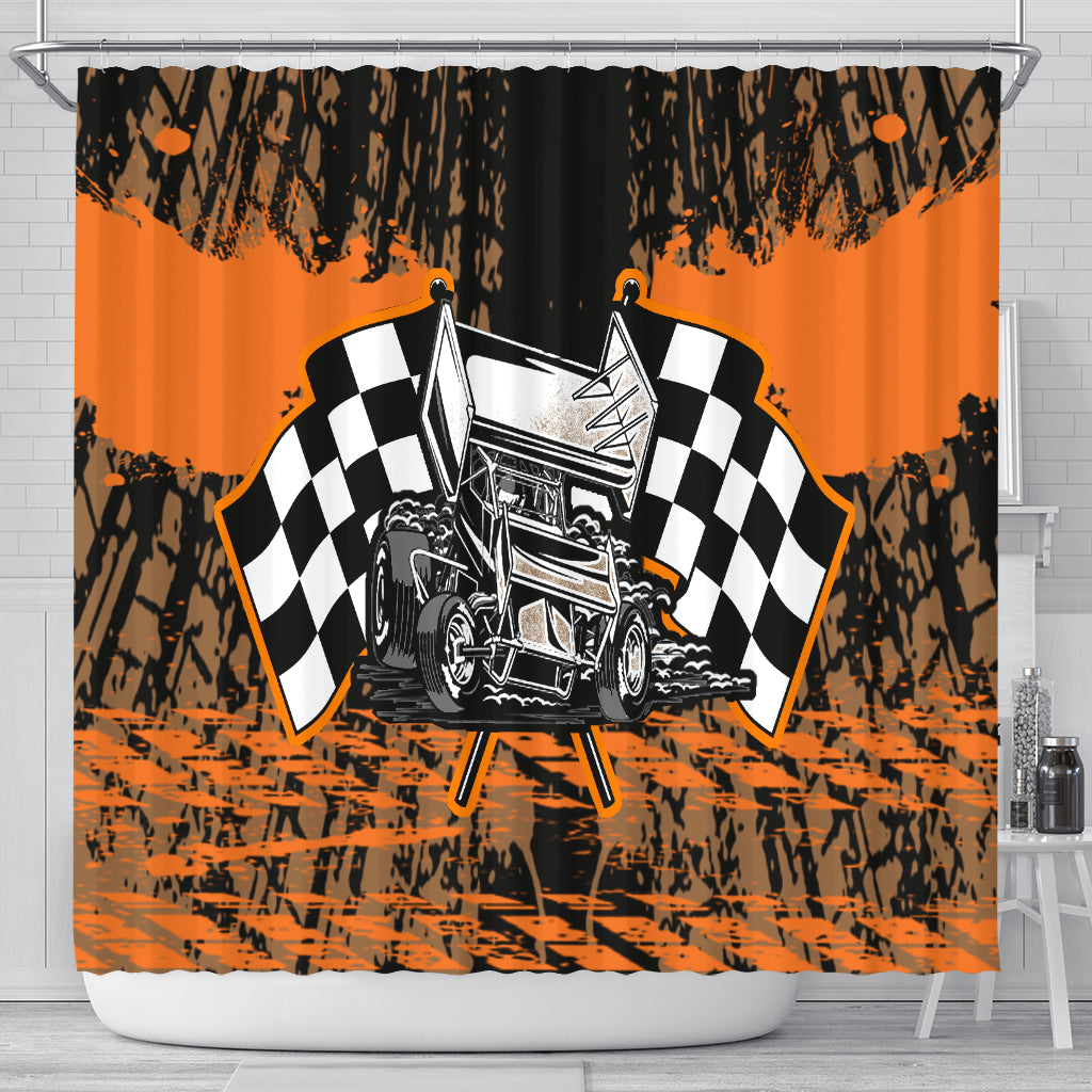 sprint car racing shower curtain