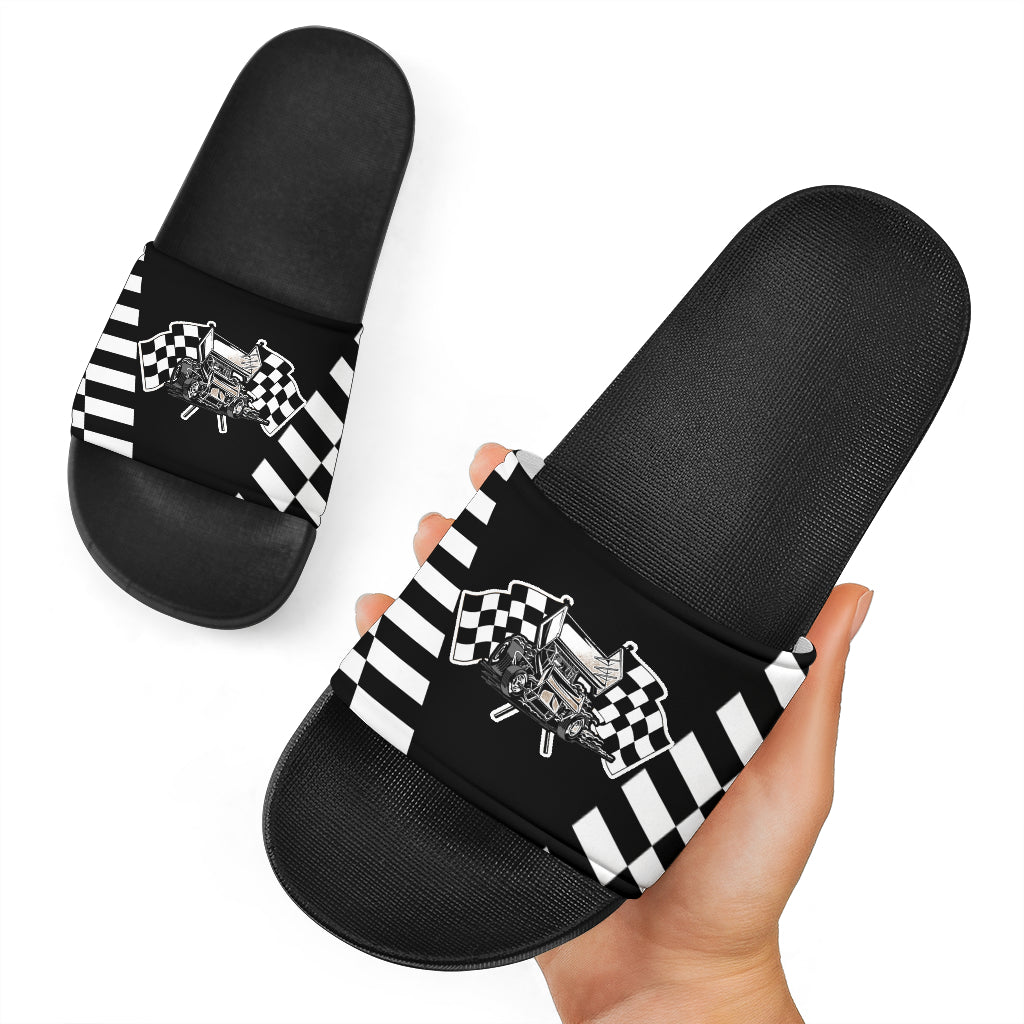 Sprint Car Racing Slide Sandals Black V1