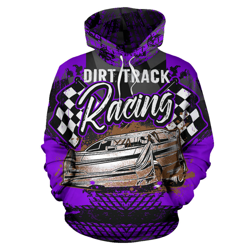 Dirt Track Racing All Over Print Hoodie Purpule!