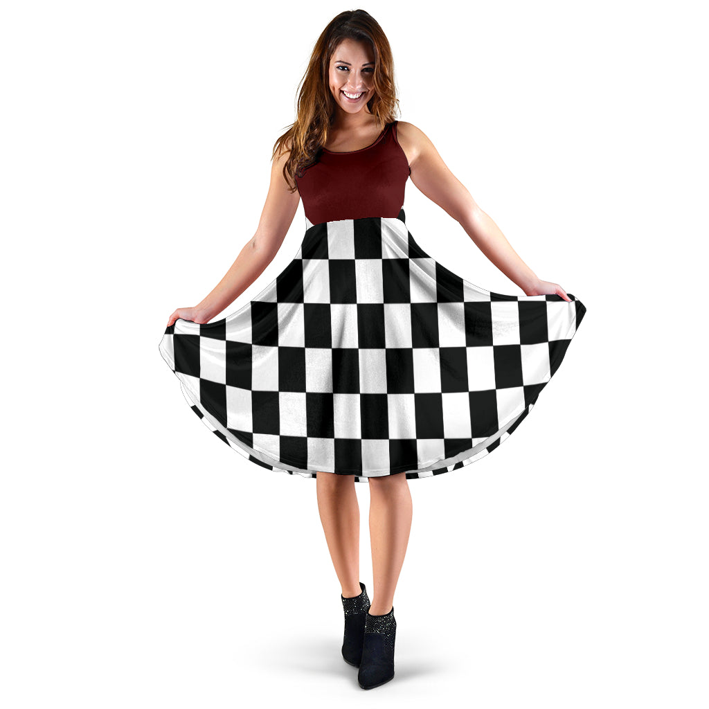 Racing Checkered Flag Dress Mixed Maroon