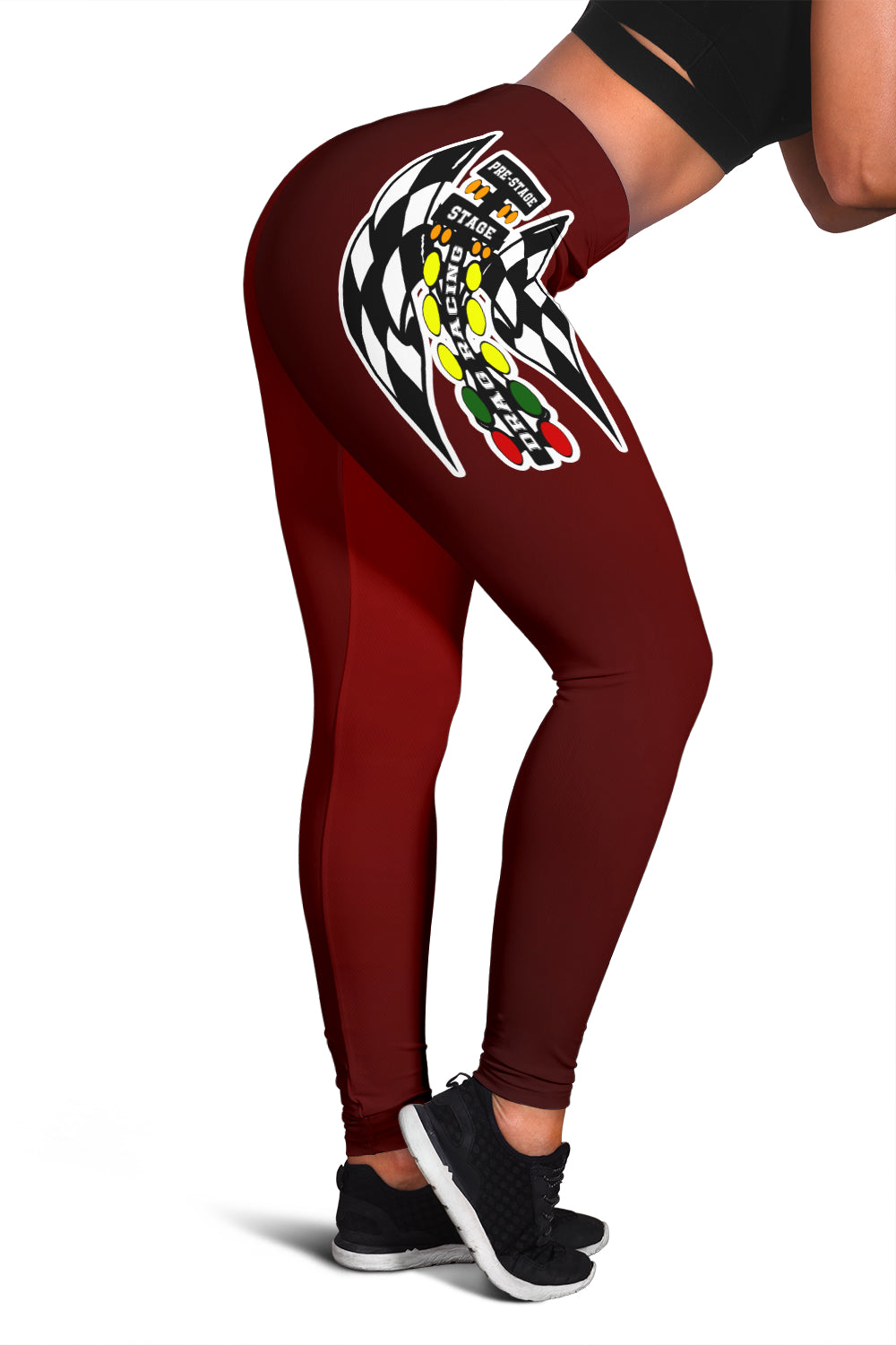 Drag Racing Maroon Flag Leggings