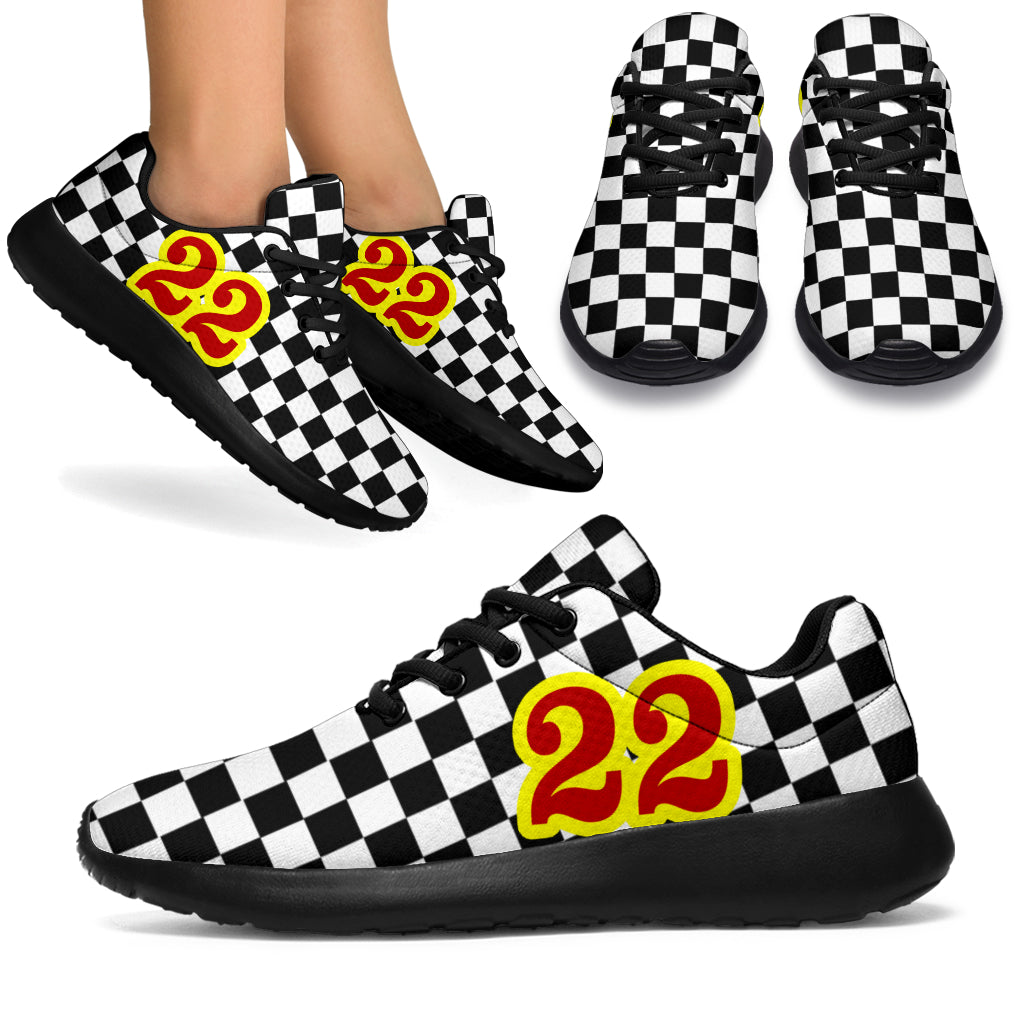 custom racing sneakers number 22 red/yellow