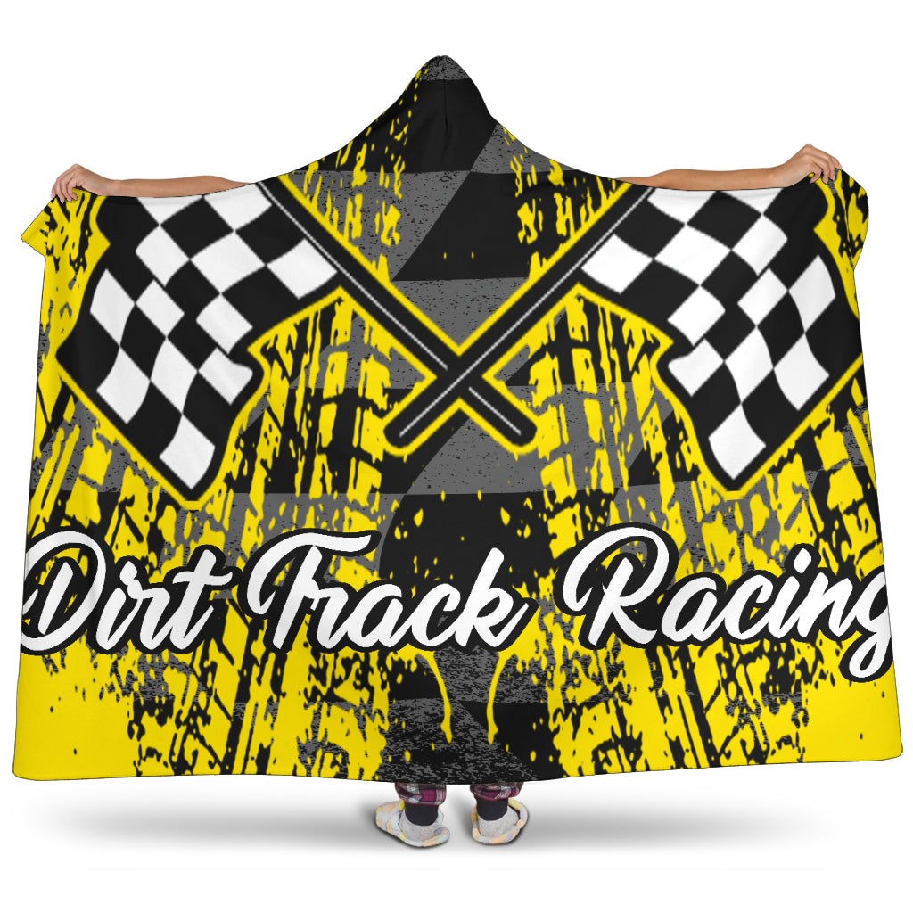 Dirt Racing Hooded Blanket yellow