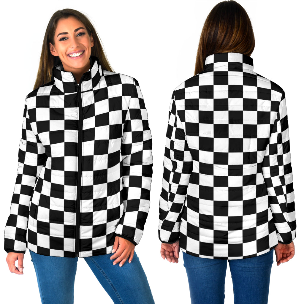 Racing checkered flag padded jackets