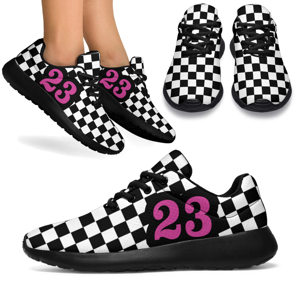 custom racing sneakers Number 23 pink v1