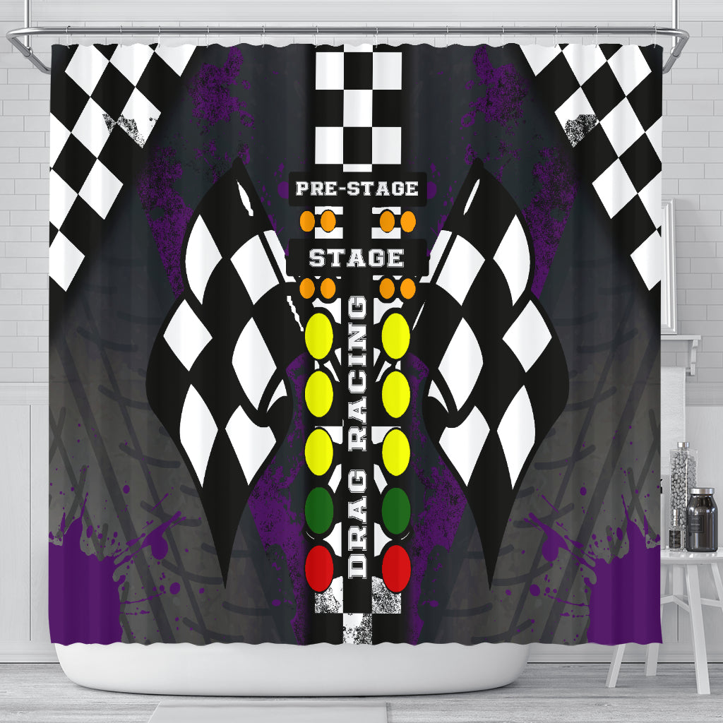 Drag Racing Shower Curtain Purple