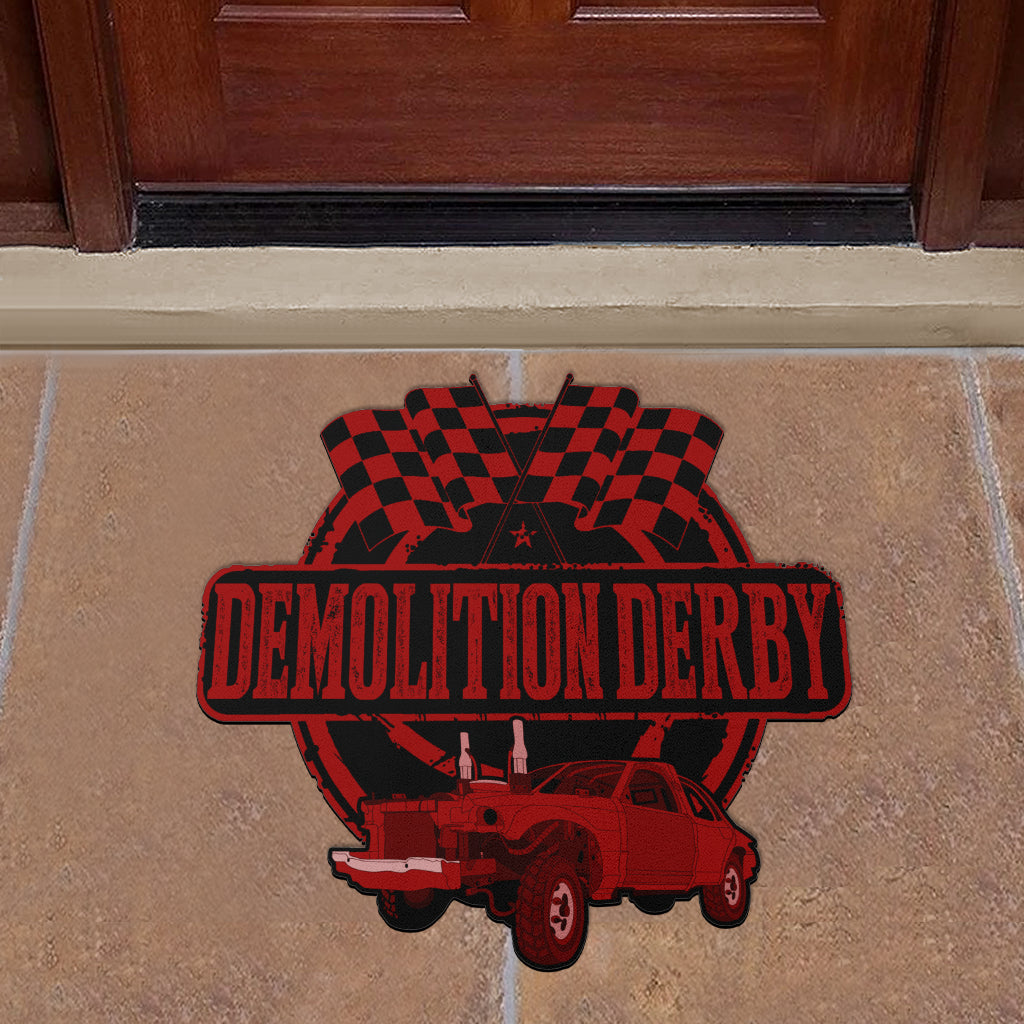 Custom shaped demolition derby door mat