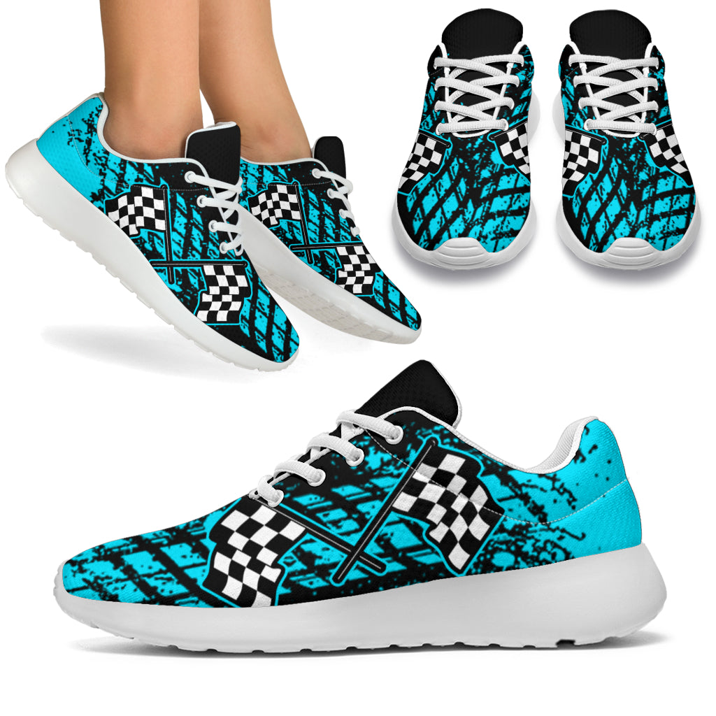 Dirt Racing Carolina Blue Muddy Flag Sneakers White