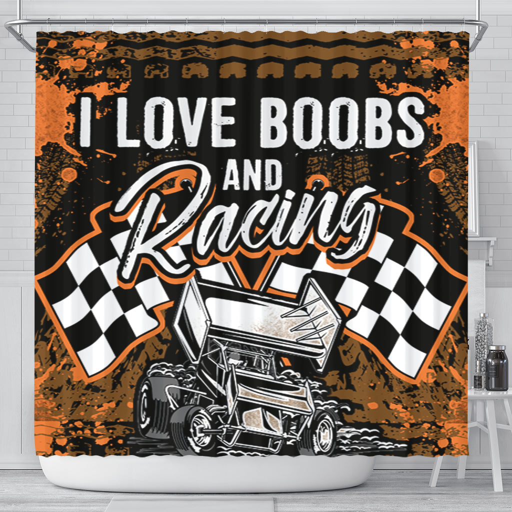 I Love Boobs And Sprint Car Racing Show Curtain