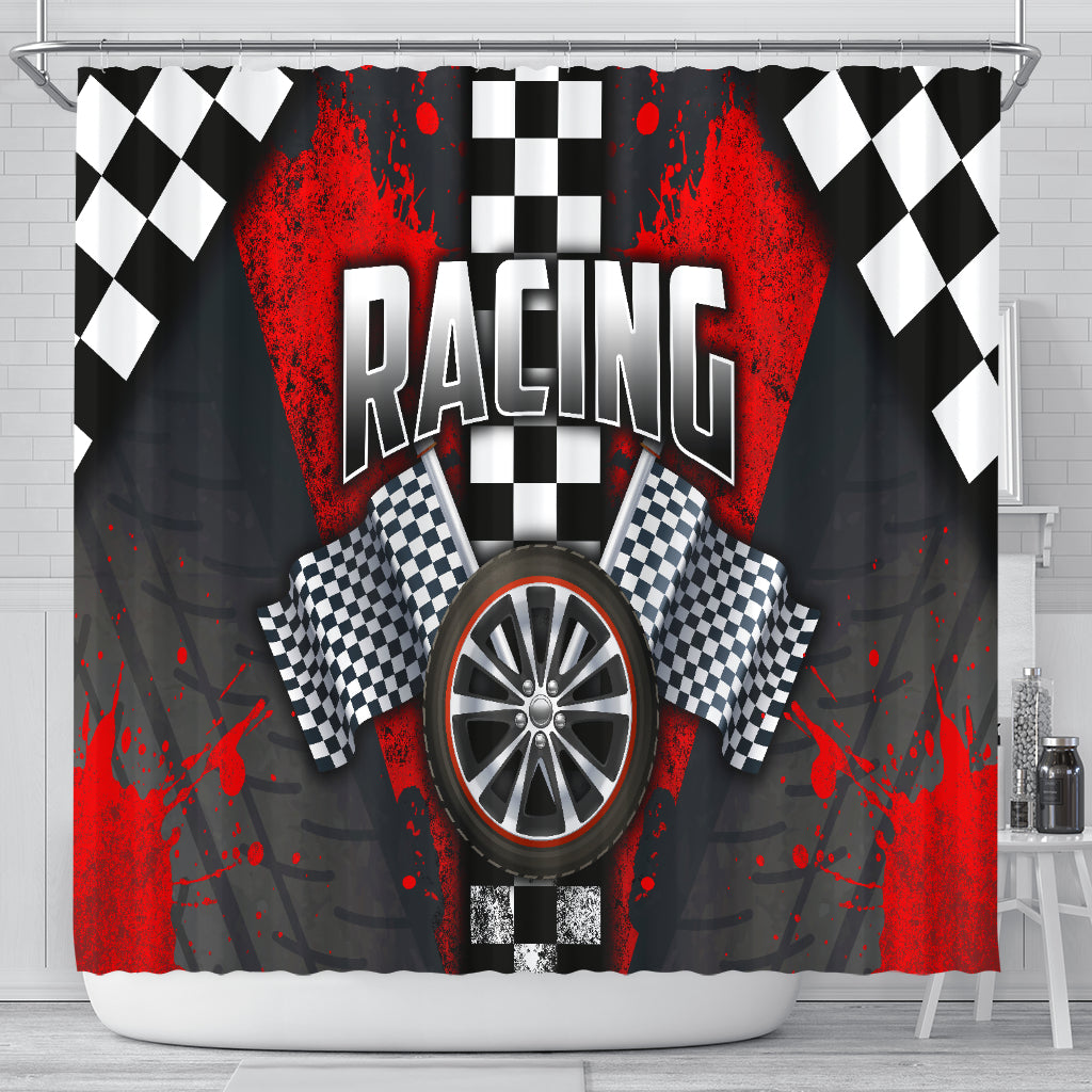 Racing Shower Curtain Red