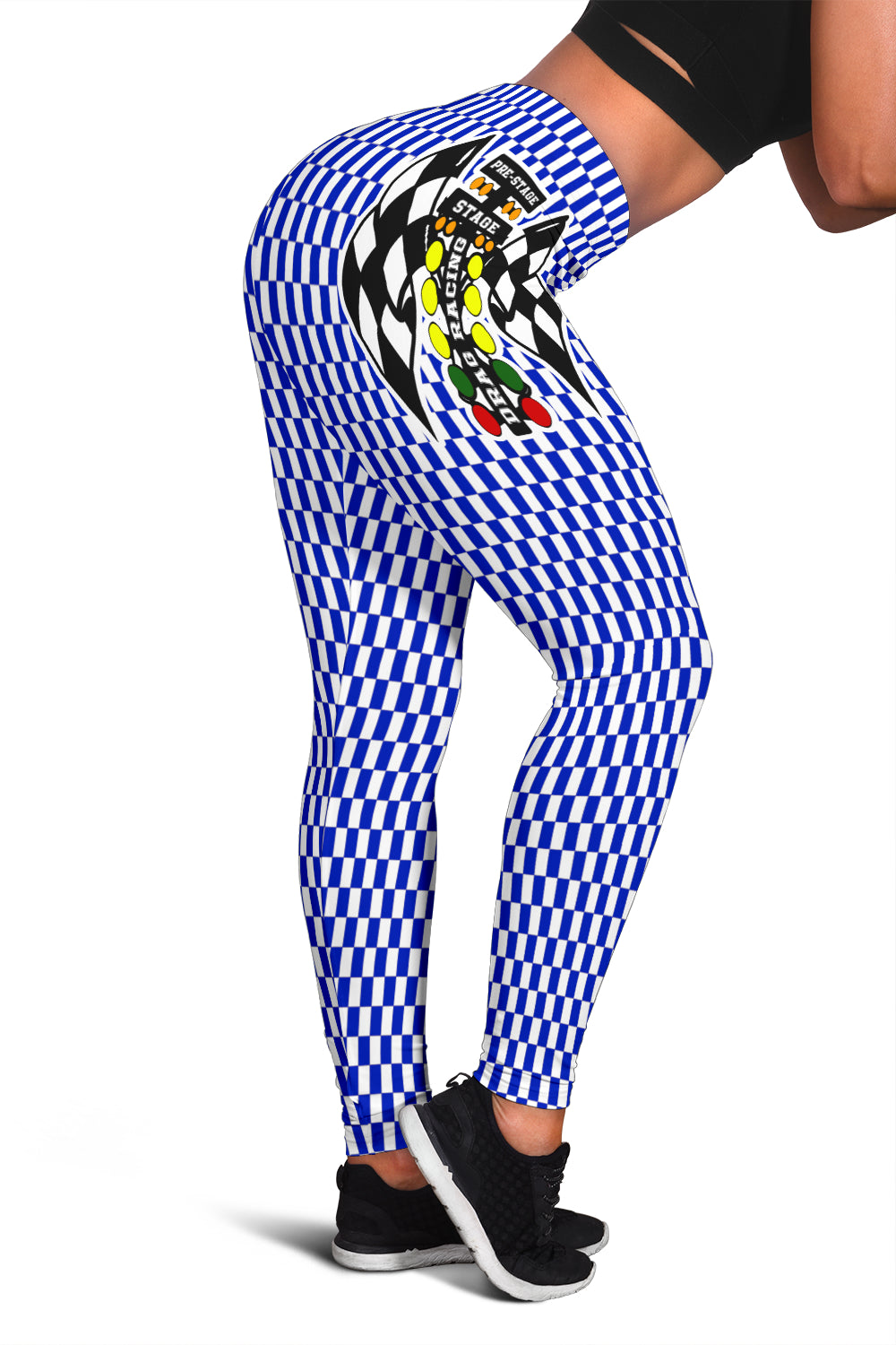 Drag Racing Blue Flag Leggings