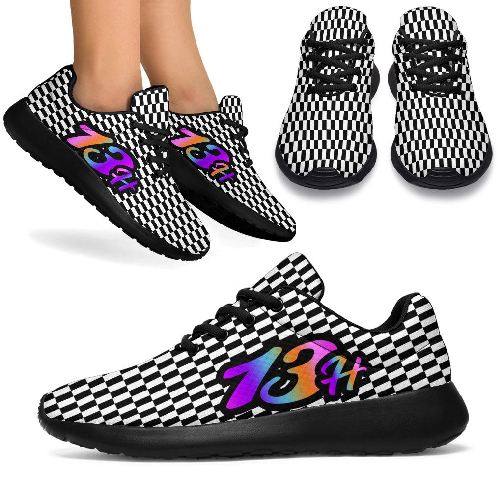 Racing Sneakers Checkered Flag Number 13H Rainbow 1