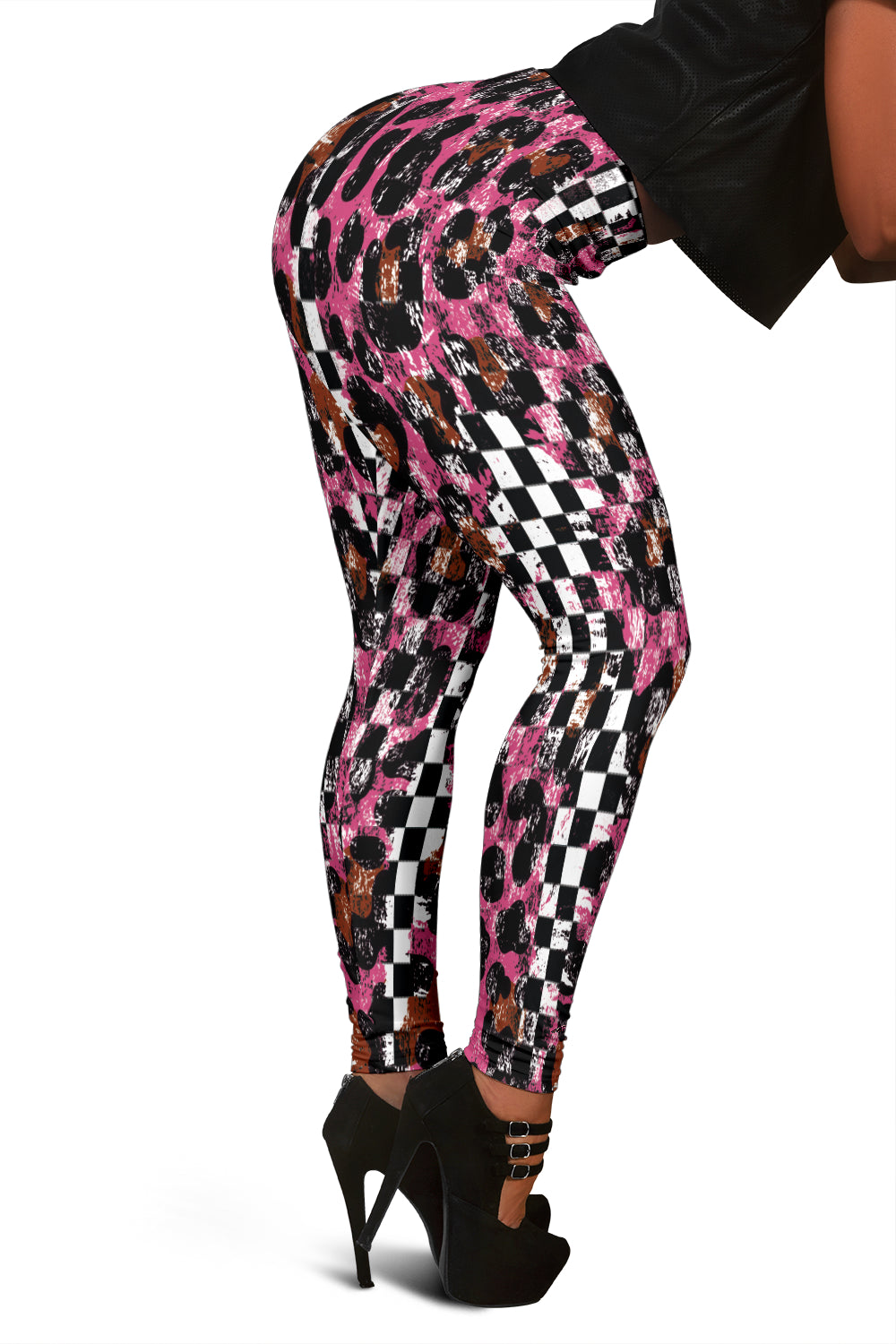 Racing Leopard Checkered Leggings