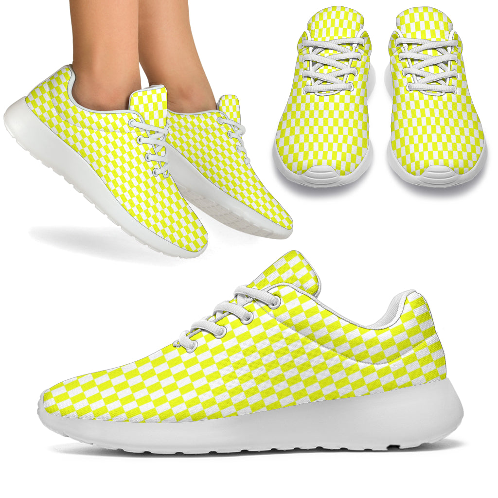 Racing Yellow Checkered Flag Sneakers White