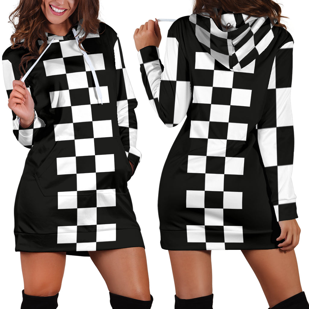 Racing Checkered Flag Hoodie Dress