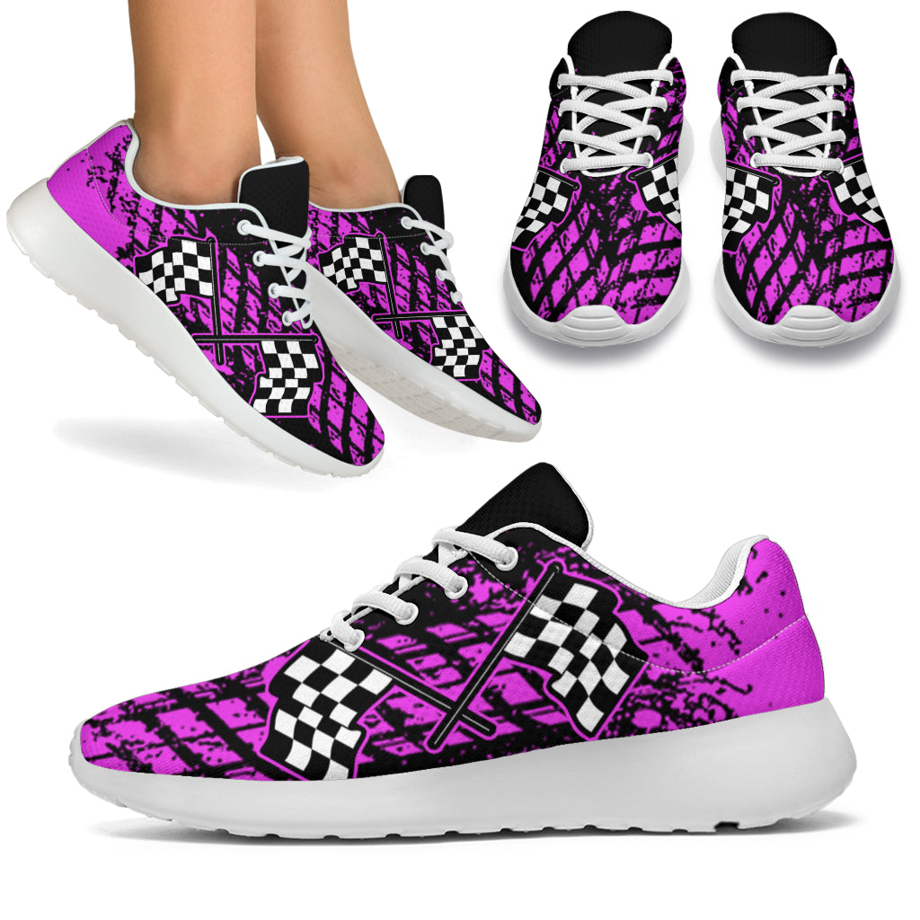 Dirt Racing Pink Muddy Flag Sneakers White