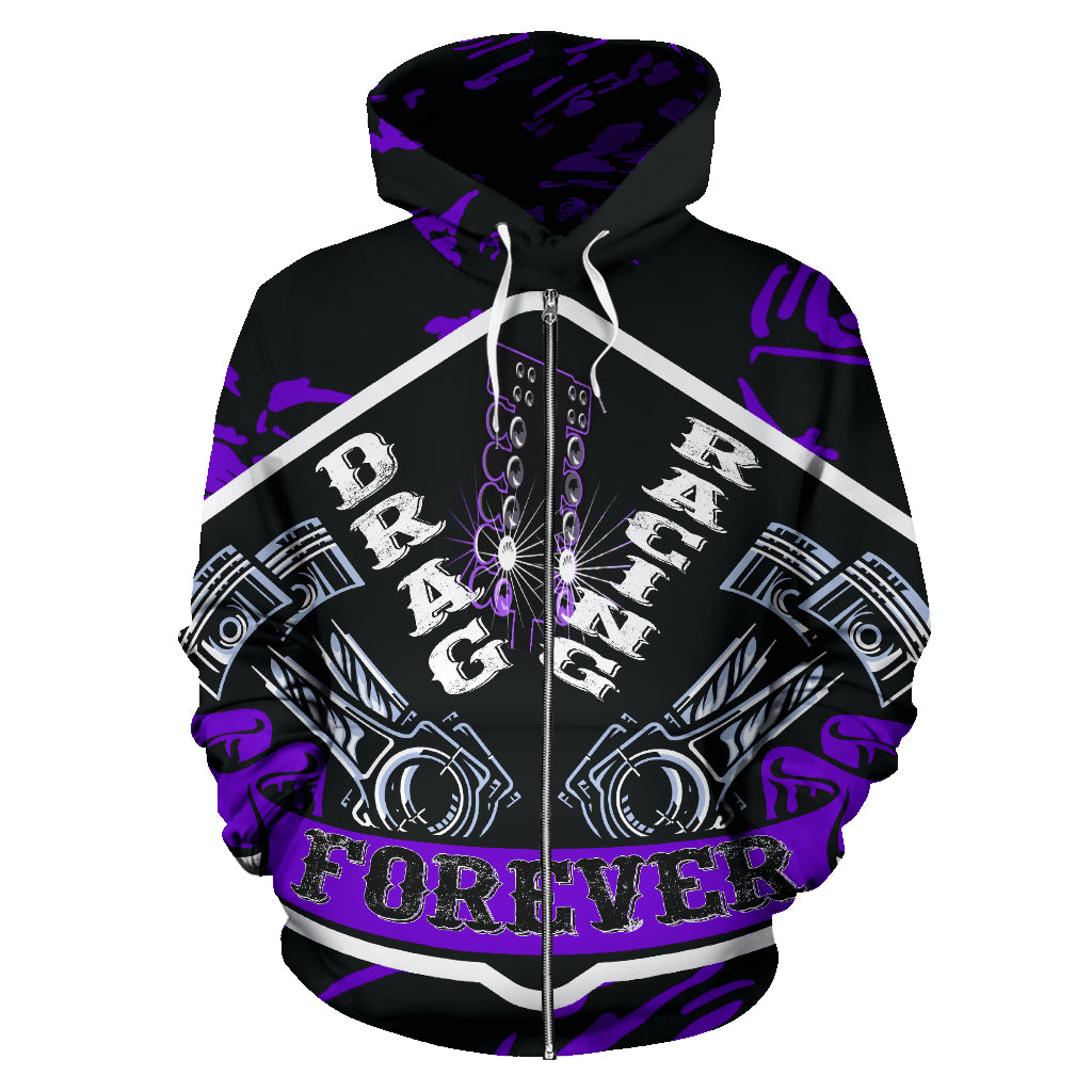 Drag Racing AOP Zip Up Hoodie