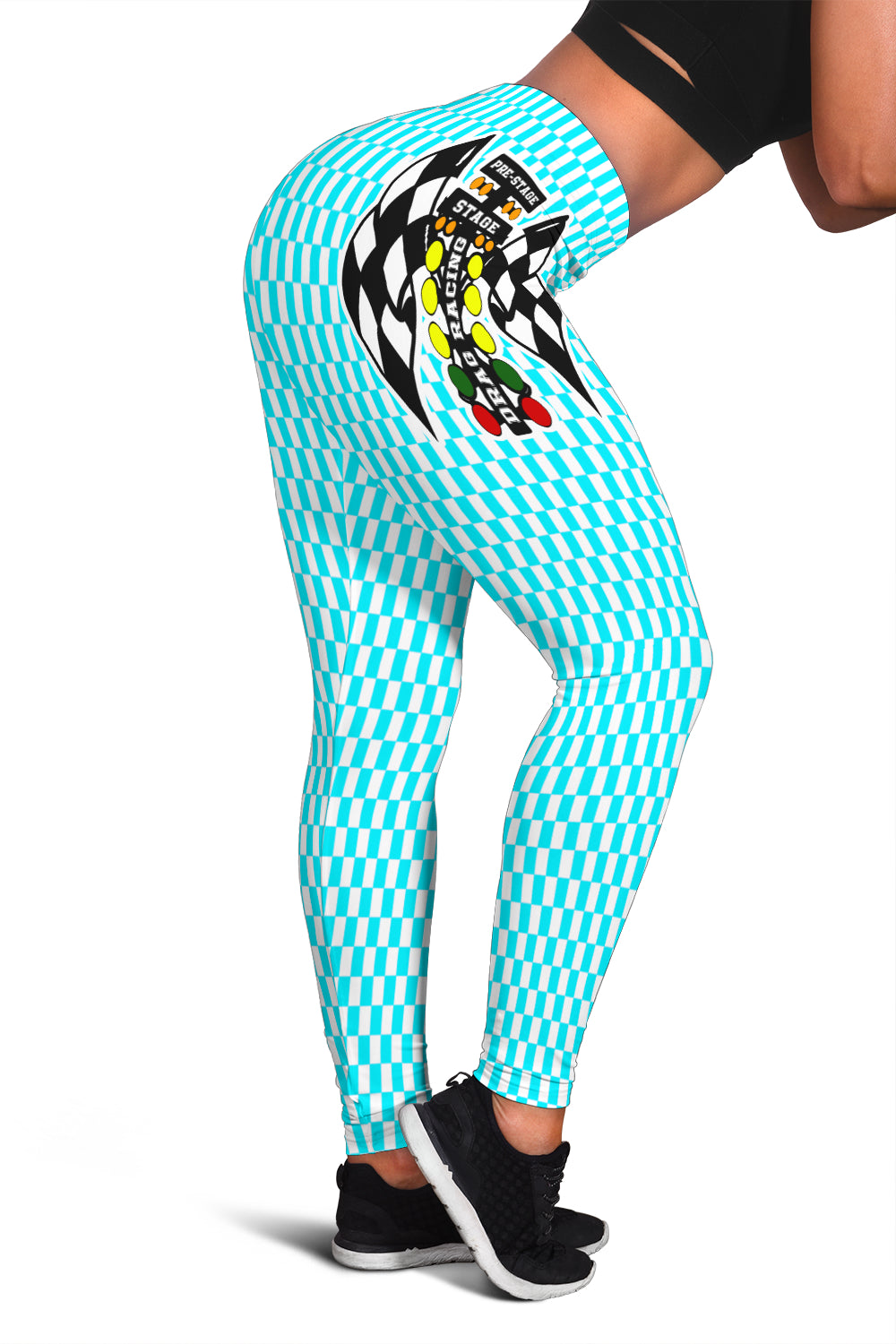 Drag Racing Carolina Blue Flag Leggings