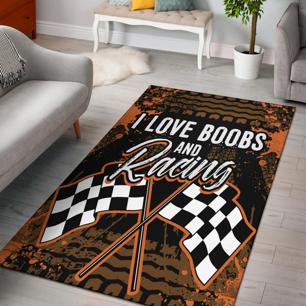 I Love Boobs And Racing Rug