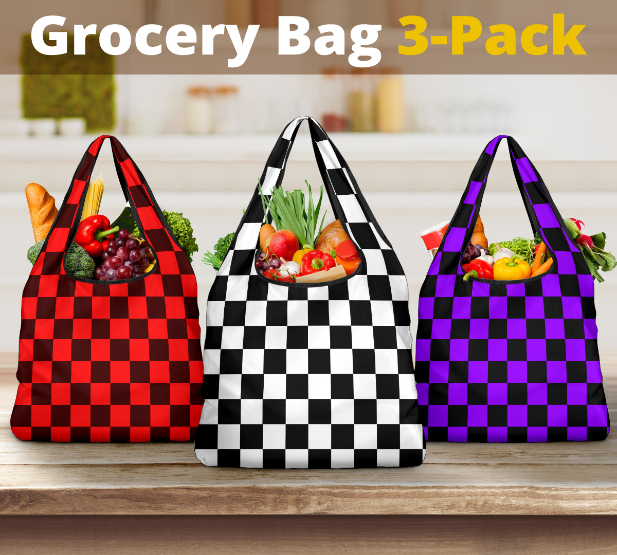 Racing Checkered Grocery Bags