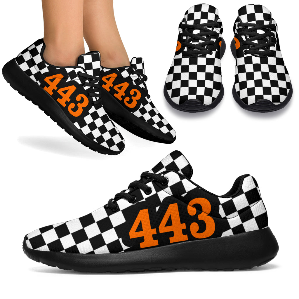 custom racing sneakers number 443 orange