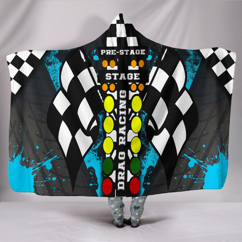 Drag Racing Carolina Blue Hooded Blanket