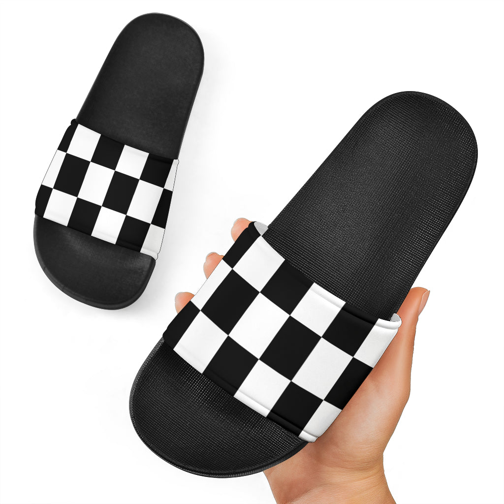 racing checkered flag slide sandals