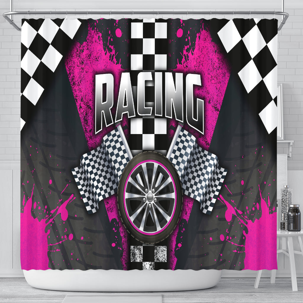 Racing Shower Curtain Pink