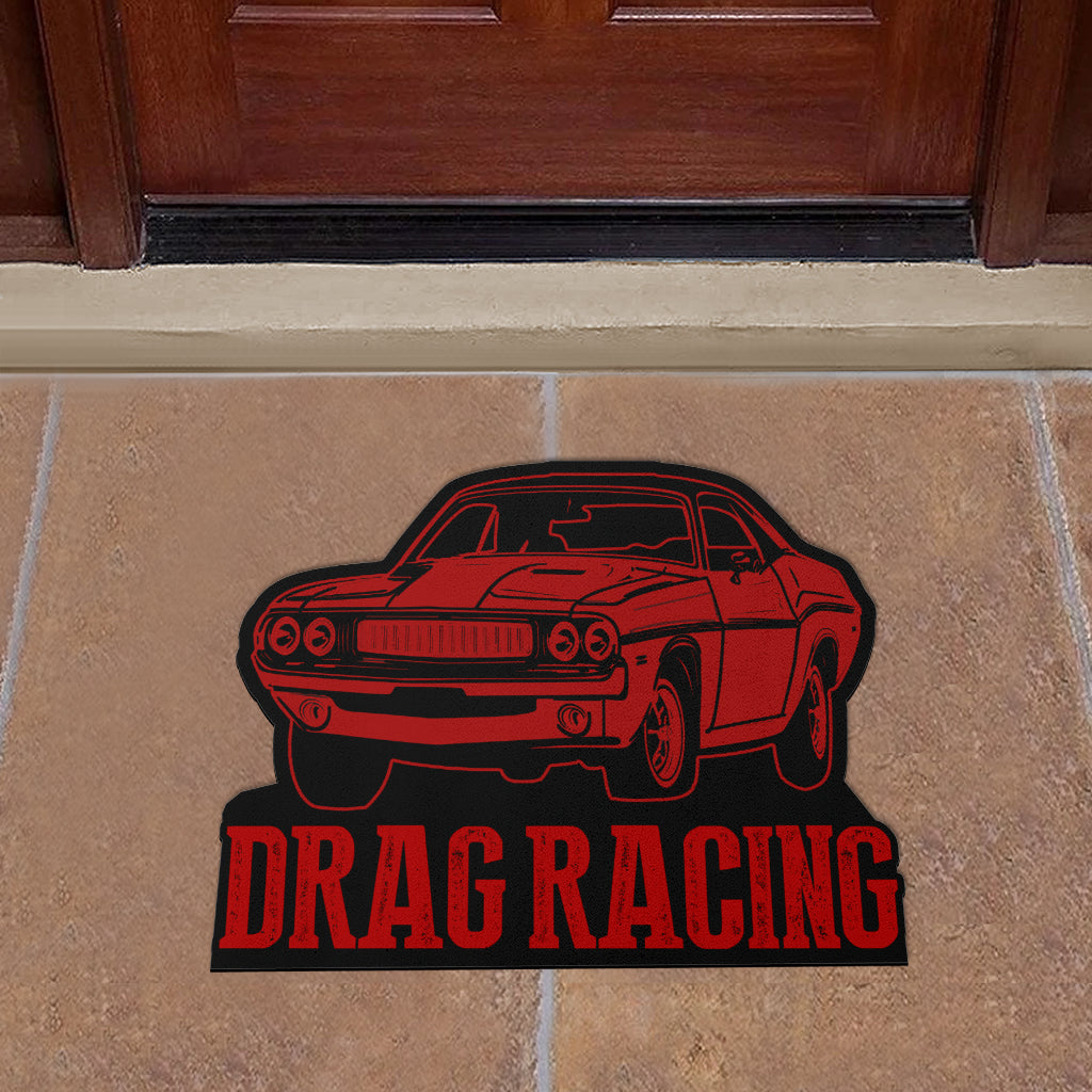 Custom shaped drag racing door mat