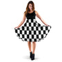 Carolina Blue Racing Checkered Flag Dress – Custom Midi Dress with Pockets