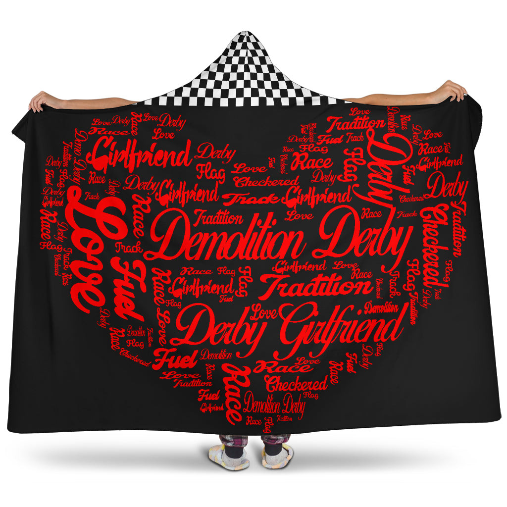 Demolition derby Girlfriend heart hooded blanket