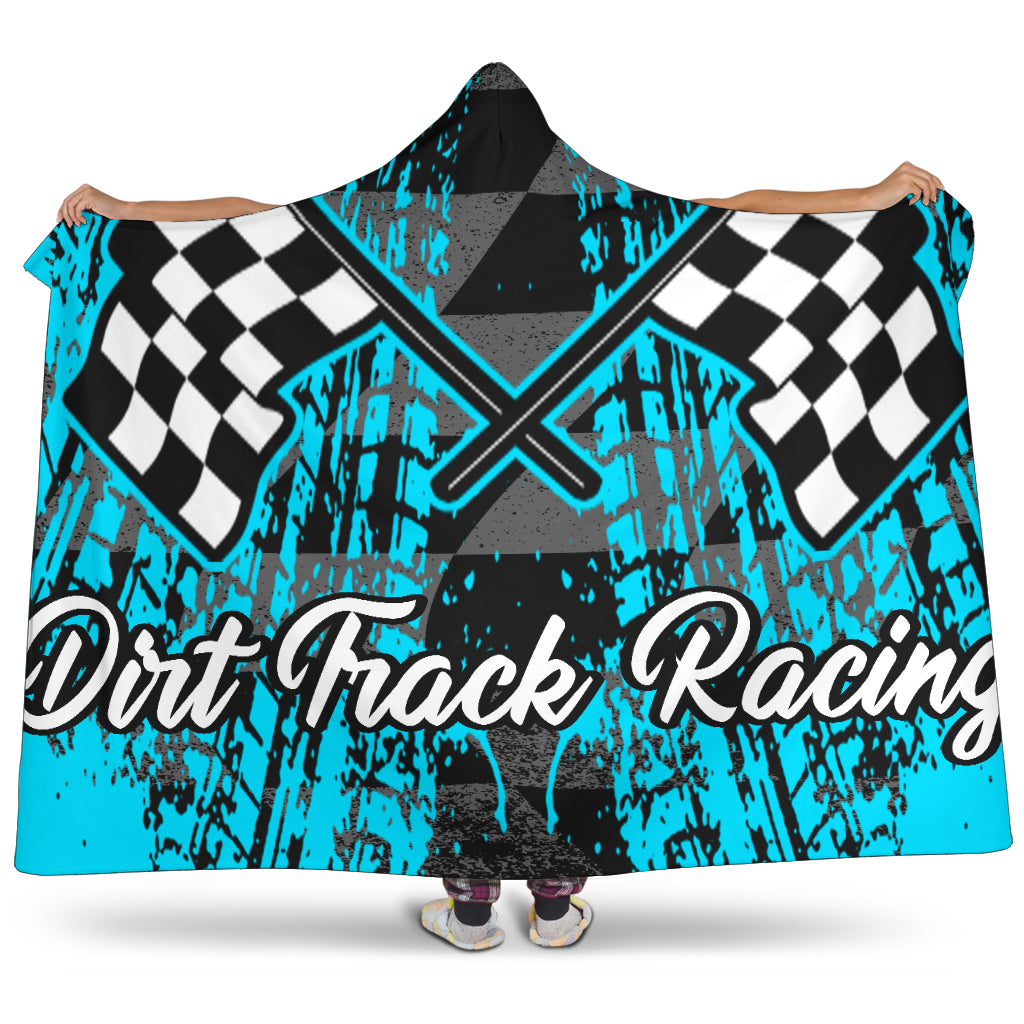 Dirt Track Racing Hooded Blanket carolina blue