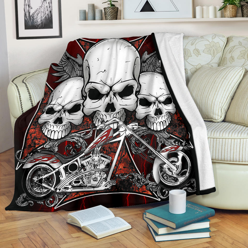 Biker Thunder Skull Blanket