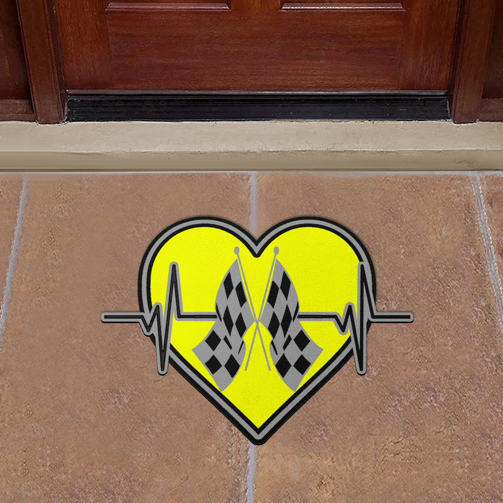 Custom Shaped Racing Heartbeat Door Mat