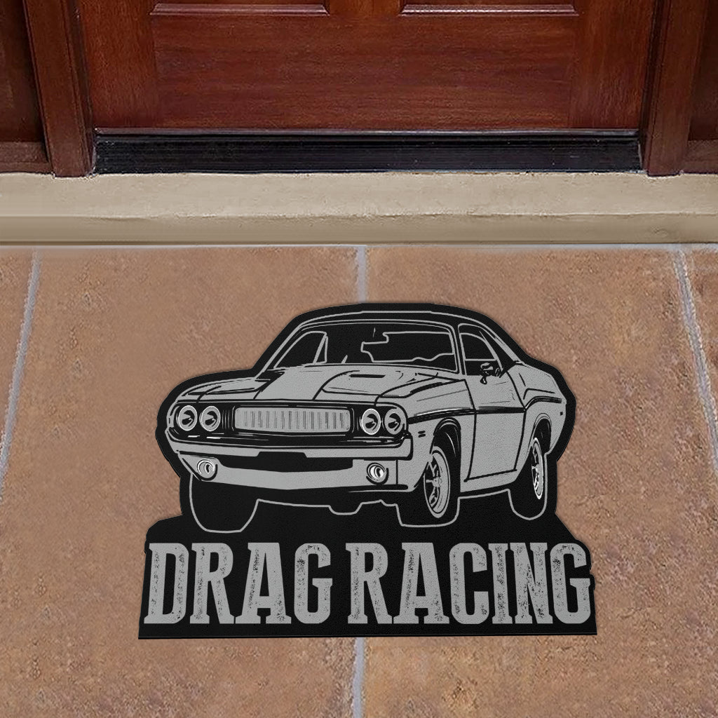 Custom shaped drag racing door mat