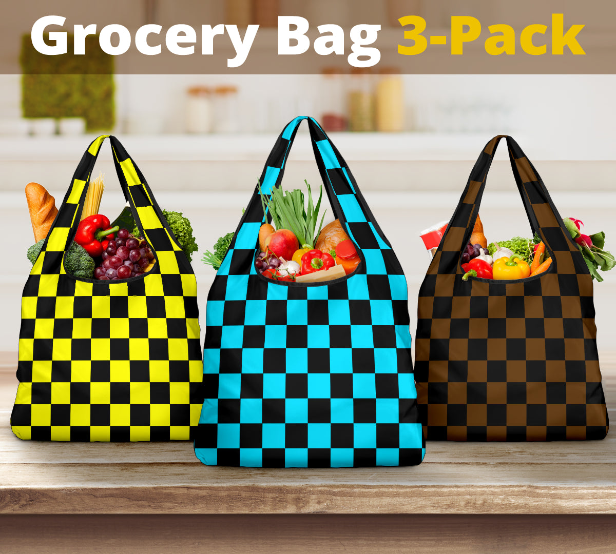 Racing Checkered Grocery Bags