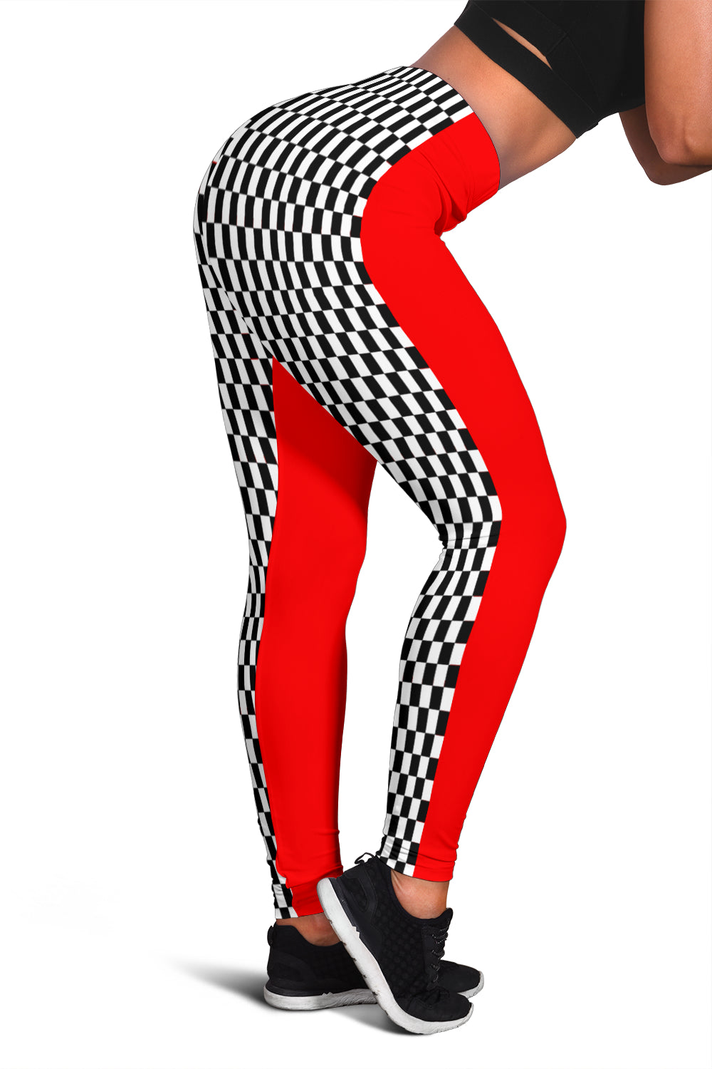 Racing Checkered Flag Leggings Red Front