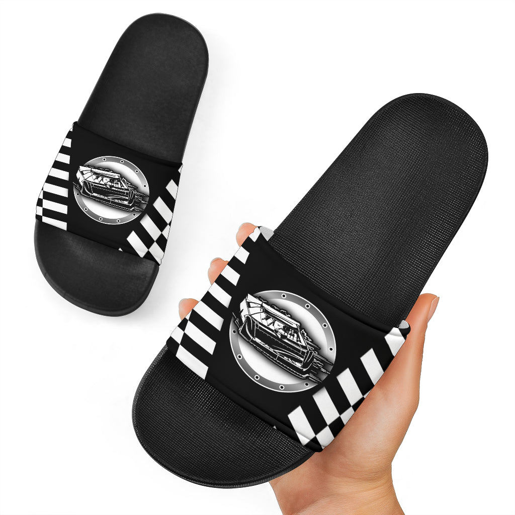 Dirt Racing Late Model Slide Sandals Black V1
