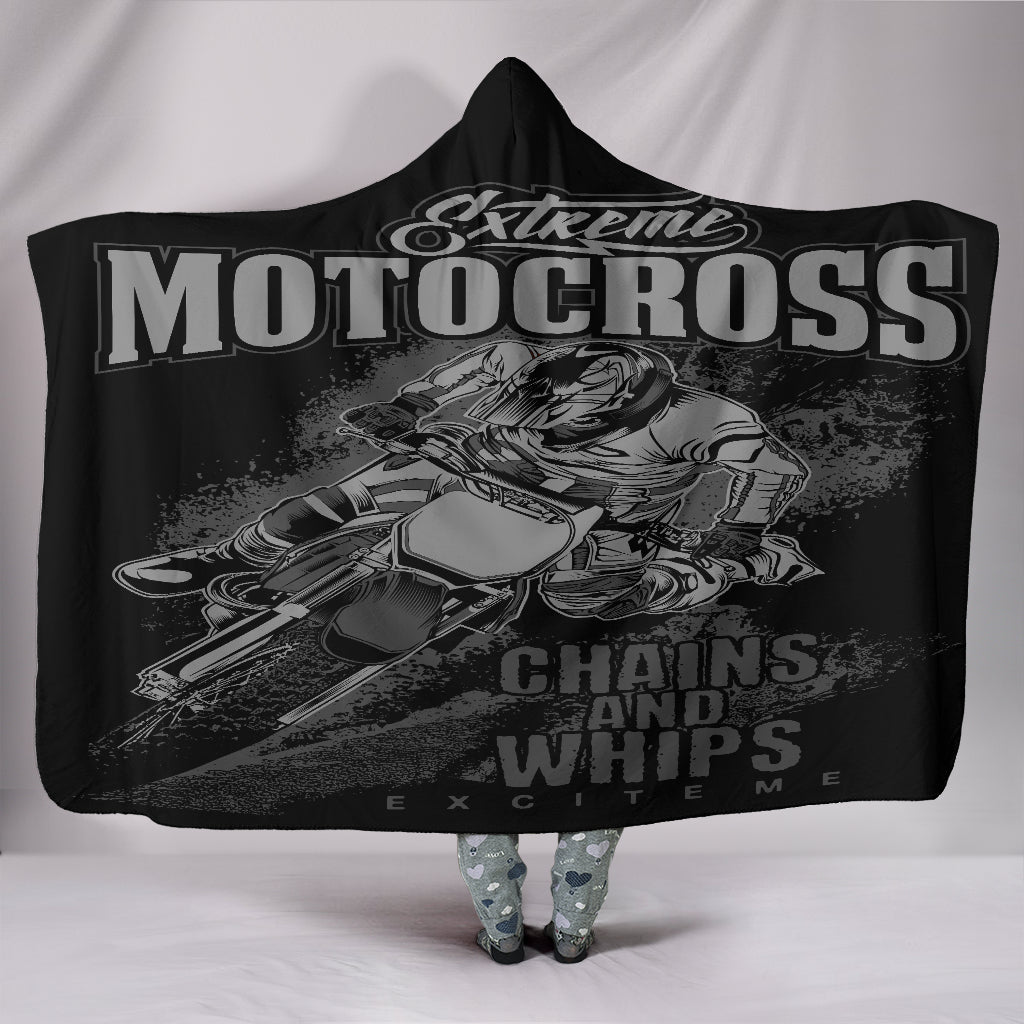 Chains And Whips Excite Me Motocross Hooded Blanket